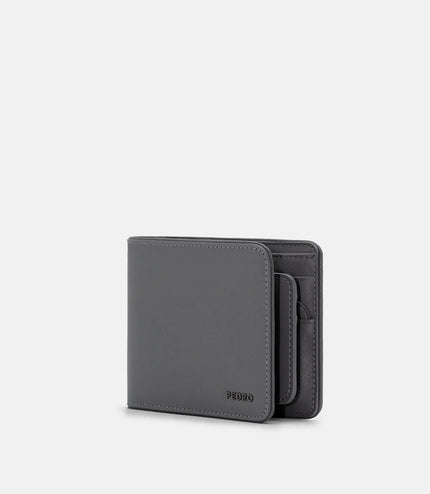 Leather Bi-Fold Wallet with Insert - Grey