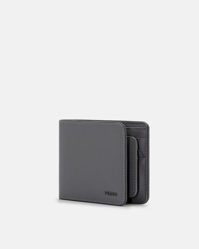 Leather Bi-Fold Wallet with Insert - Grey