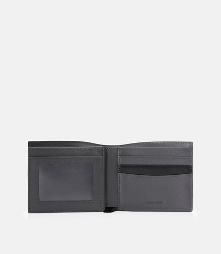 Leather Bi-Fold Flip Wallet - Black Saffiano