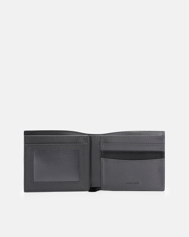 Leather Bi-Fold Flip Wallet - Black Saffiano