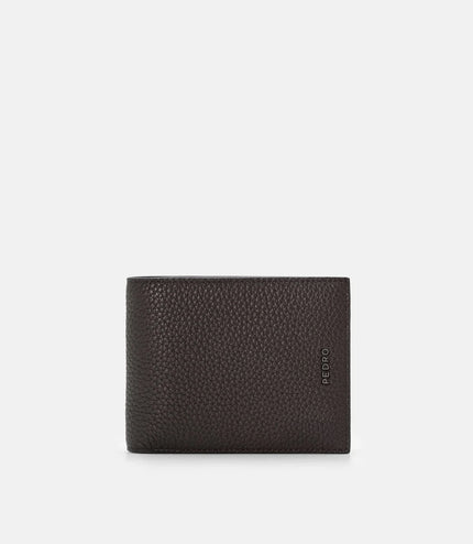 Tumbled Leather Bi-Fold Wallet with Insert - Espresso Brown Tumble