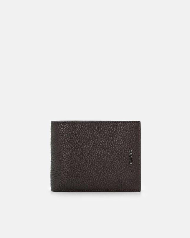 Tumbled Leather Bi-Fold Wallet with Insert - Espresso Brown Tumble
