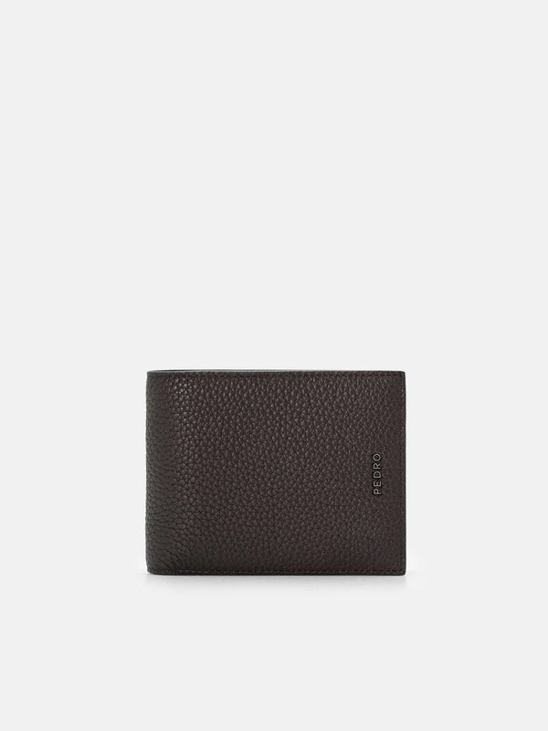 Tumbled Leather Bi-Fold Wallet with Insert - Espresso Brown Tumble