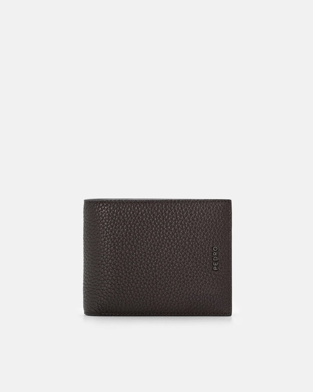 Tumbled Leather Bi-Fold Wallet with Insert - Espresso Brown Tumble