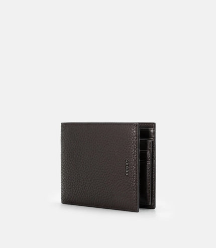 Tumbled Leather Bi-Fold Wallet with Insert - Espresso Brown Tumble