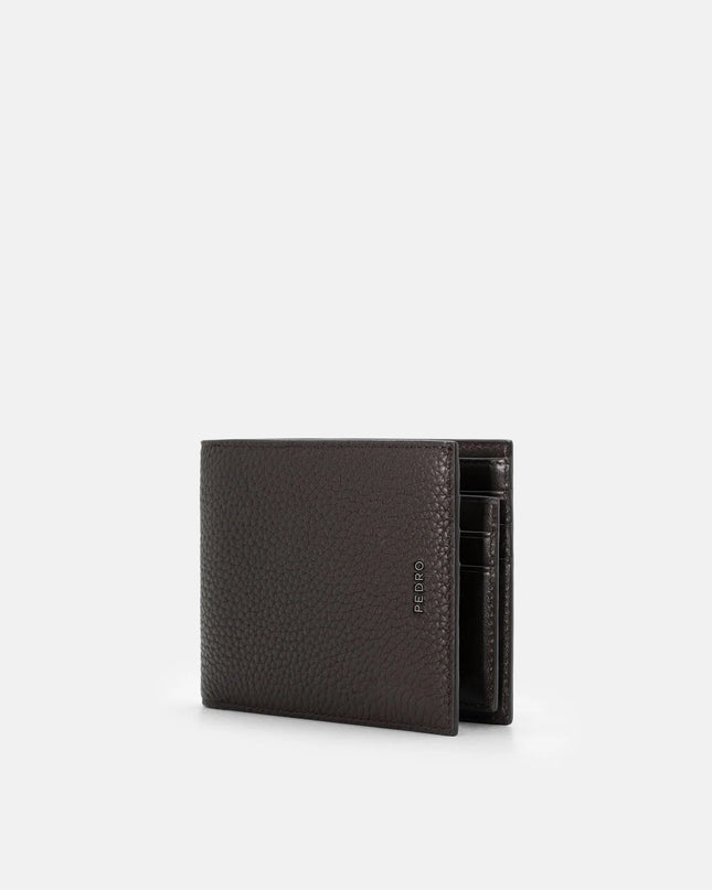 Tumbled Leather Bi-Fold Wallet with Insert - Espresso Brown Tumble