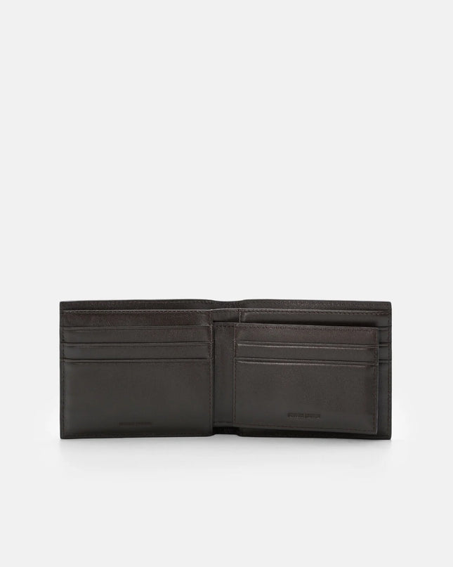 Tumbled Leather Bi-Fold Wallet with Insert - Espresso Brown Tumble