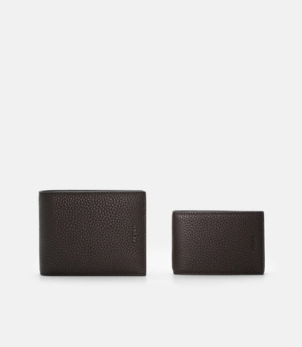 Tumbled Leather Bi-Fold Wallet with Insert - Espresso Brown Tumble