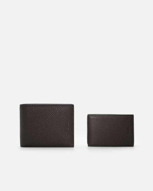 Tumbled Leather Bi-Fold Wallet with Insert - Espresso Brown Tumble