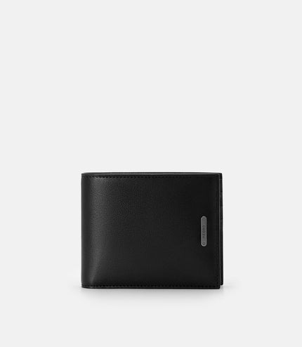 Leather Folding Wallet with Insert - Black