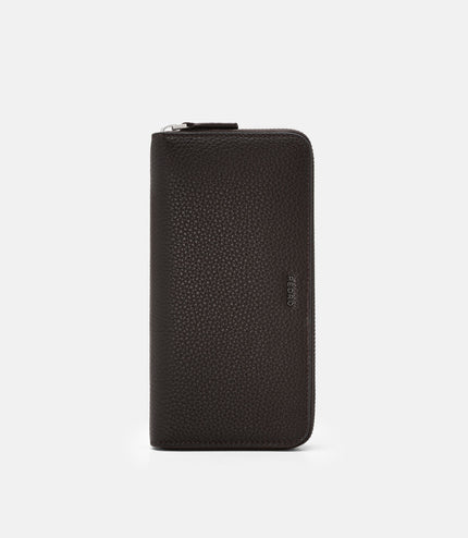 Leather Long Wallet - Espresso Brown Tumble