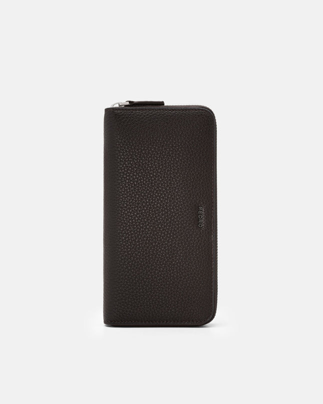 Leather Long Wallet - Espresso Brown Tumble