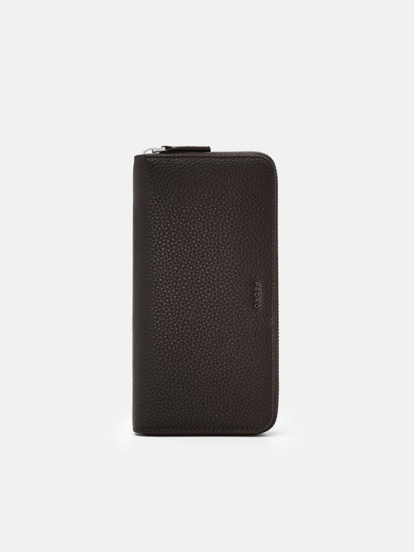 Leather Long Wallet - Espresso Brown Tumble