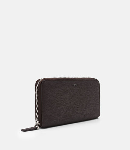 Leather Long Wallet - Espresso Brown Tumble