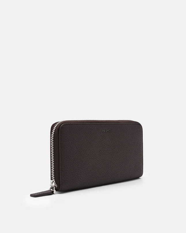 Leather Long Wallet - Espresso Brown Tumble