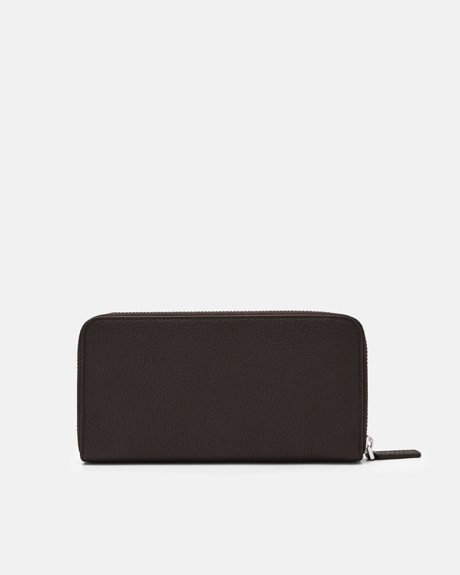 Leather Long Wallet - Espresso Brown Tumble