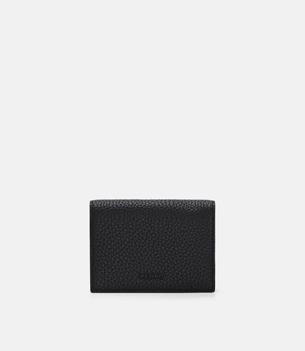 Tumbled Leather Bi-Fold Card Holder - Black Tumble