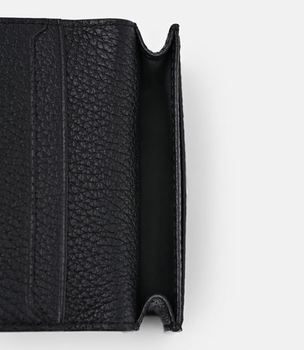 Tumbled Leather Bi-Fold Card Holder - Black Tumble