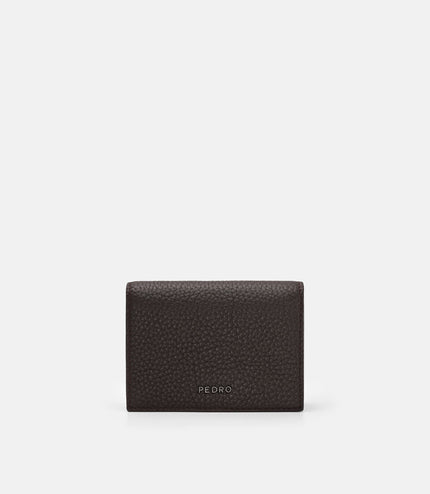 Tumbled Leather Bi-Fold Card Holder - Espresso Brown Tumble