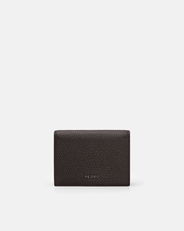 Tumbled Leather Bi-Fold Card Holder - Espresso Brown Tumble