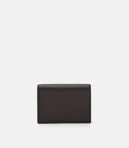Tumbled Leather Bi-Fold Card Holder - Espresso Brown Tumble