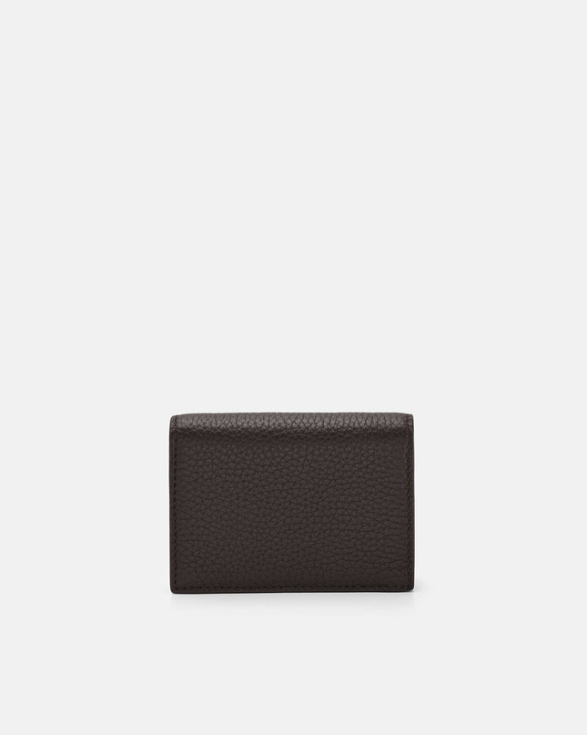Tumbled Leather Bi-Fold Card Holder - Espresso Brown Tumble