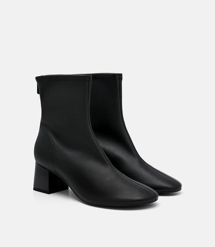Brooke Leather Heel Boots - Black