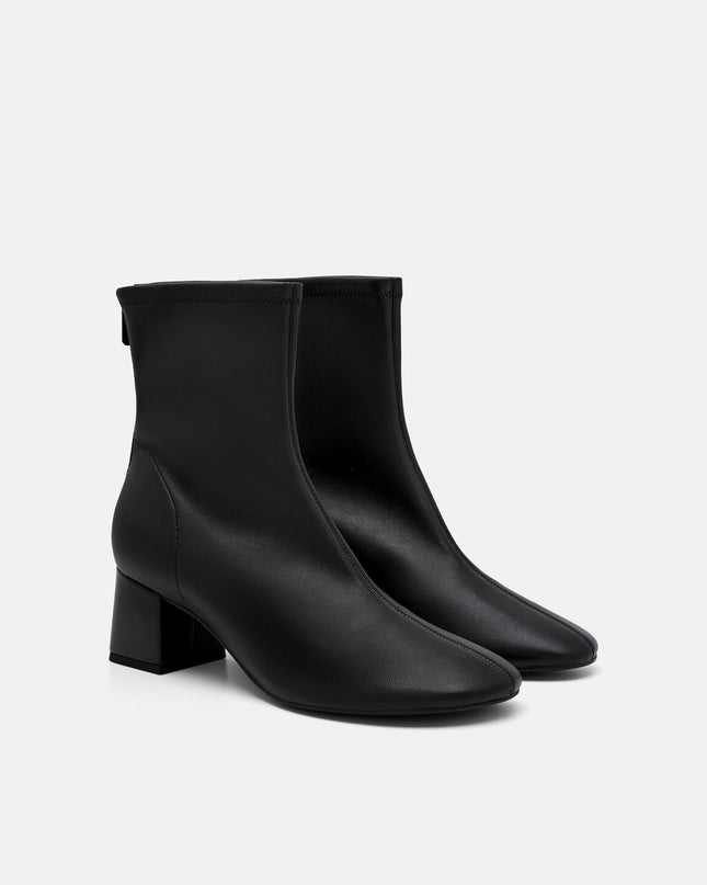 Brooke Leather Heel Boots - Black