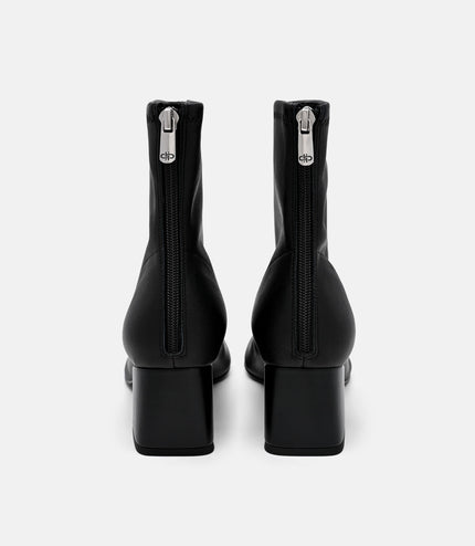 Brooke Leather Heel Boots - Black