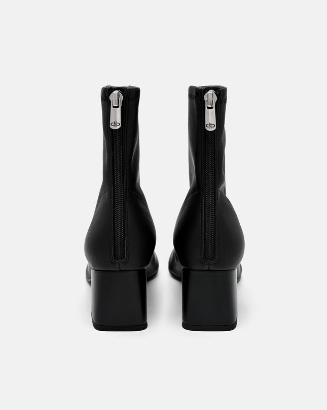 Brooke Leather Heel Boots - Black