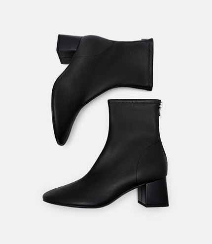 Brooke Leather Heel Boots - Black