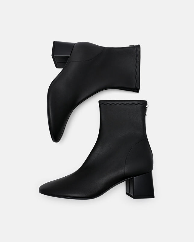 Brooke Leather Heel Boots - Black