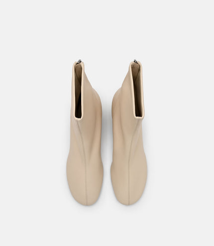 Brooke Leather Heel Boots - Beige