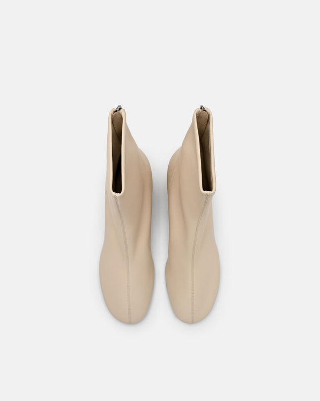 Brooke Leather Heel Boots - Beige
