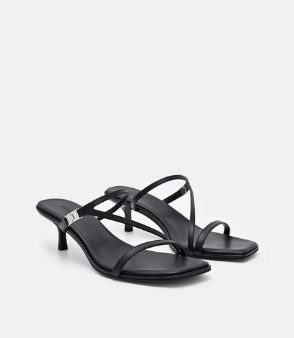Jatte Leather Heel Sandals - Black