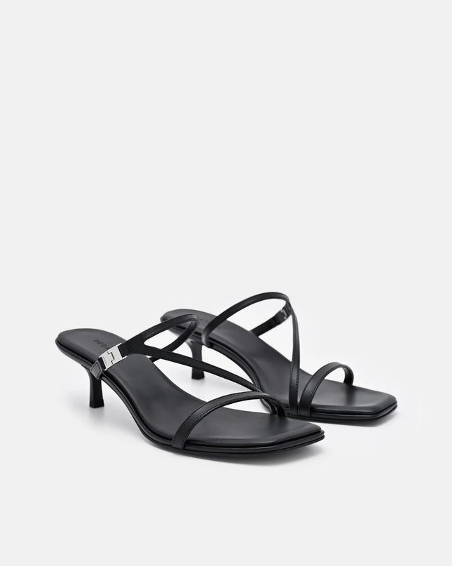 Jatte Leather Heel Sandals - Black