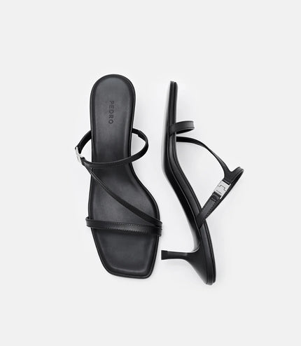 Jatte Leather Heel Sandals - Black