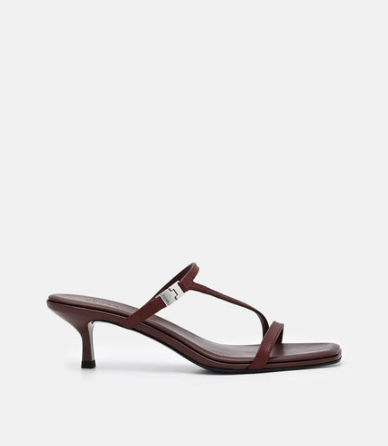 Jatte Leather Heel Sandals - Mahogany