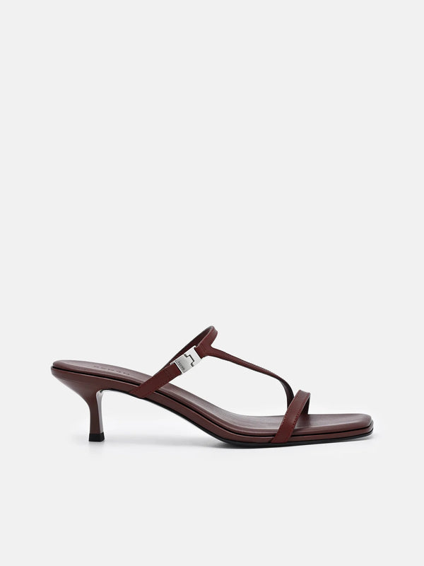 Jatte Leather Heel Sandals - Mahogany