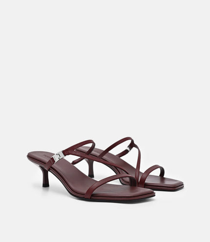 Jatte Leather Heel Sandals - Mahogany
