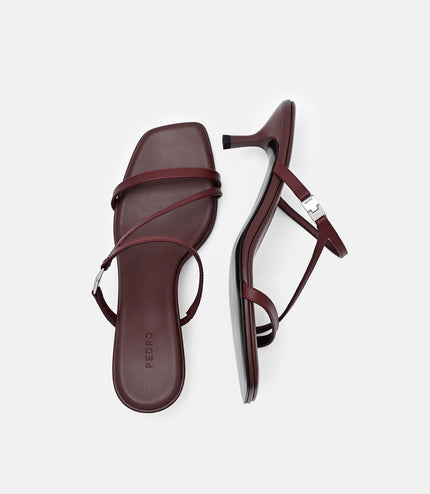 Jatte Leather Heel Sandals - Mahogany