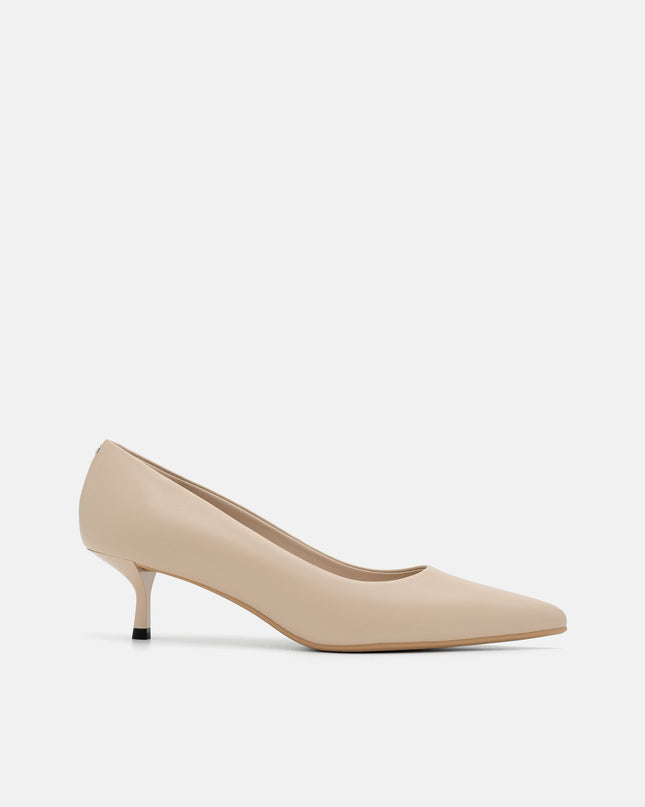 Quinn Leather Heel Pumps - Nude