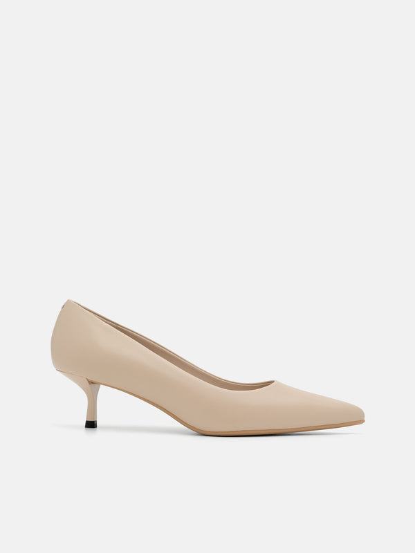 Quinn Leather Heel Pumps - Nude