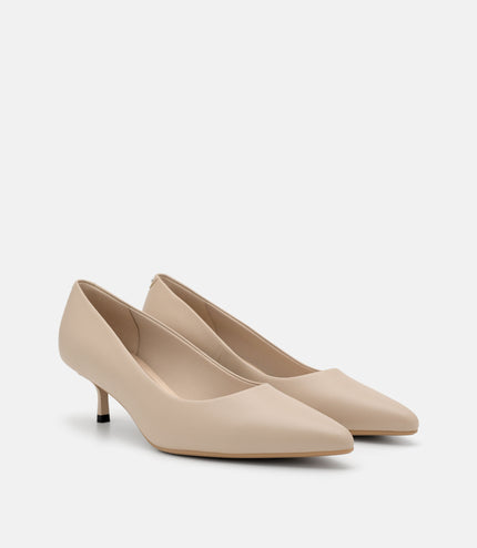 Quinn Leather Heel Pumps - Nude