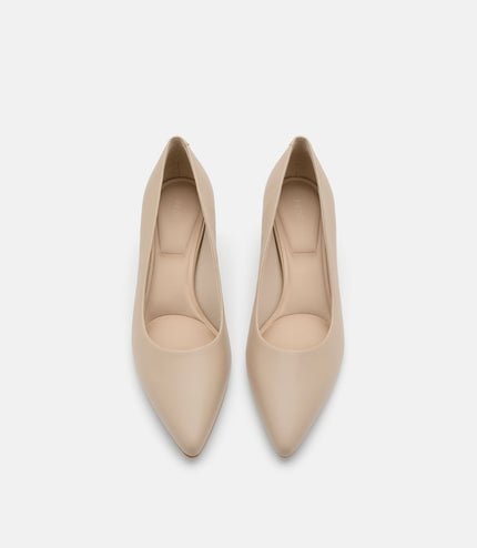 Quinn Leather Heel Pumps - Nude
