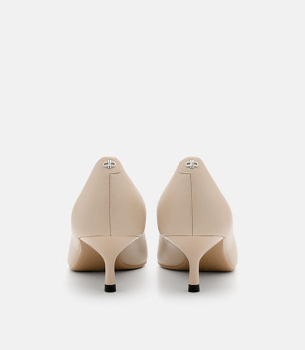 Quinn Leather Heel Pumps - Nude
