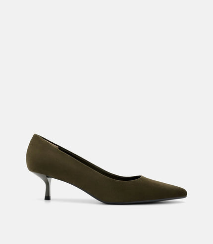 Quinn Leather Heel Pumps - Olive