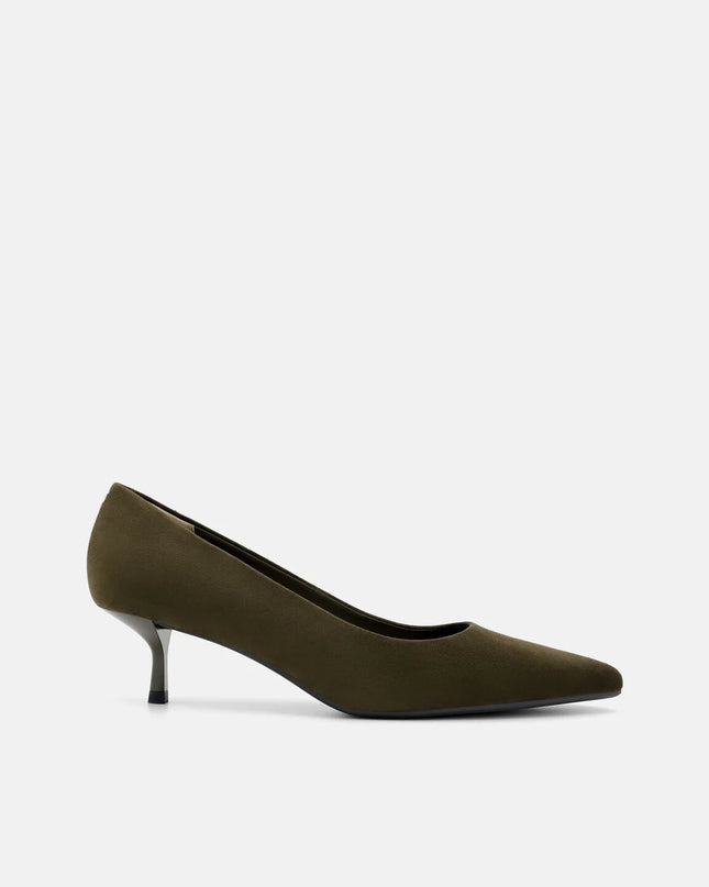 Quinn Leather Heel Pumps - Olive