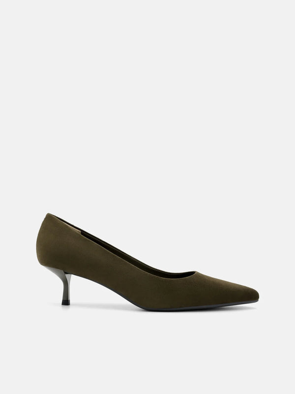 Quinn Leather Heel Pumps - Olive