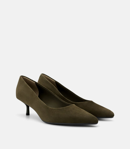 Quinn Leather Heel Pumps - Olive